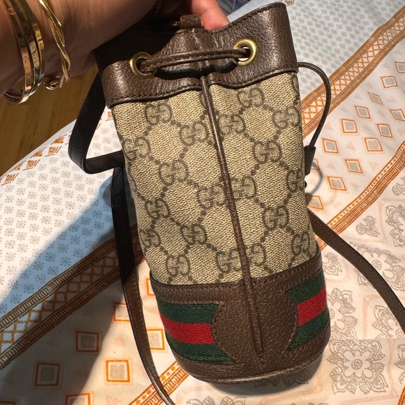 Gucci Brown and Green Bucket Bag Mini - Picture 8 of 11